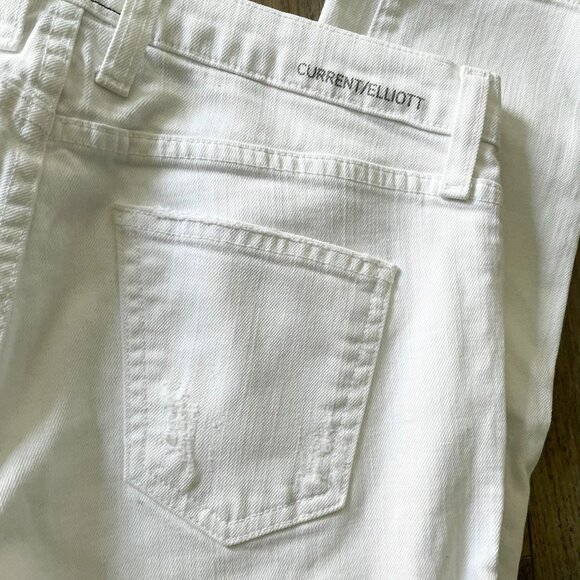Current/Elliott The Fling Sugar Destroy Distressed White Skinny Jeans Pants - Picture 8 of 10